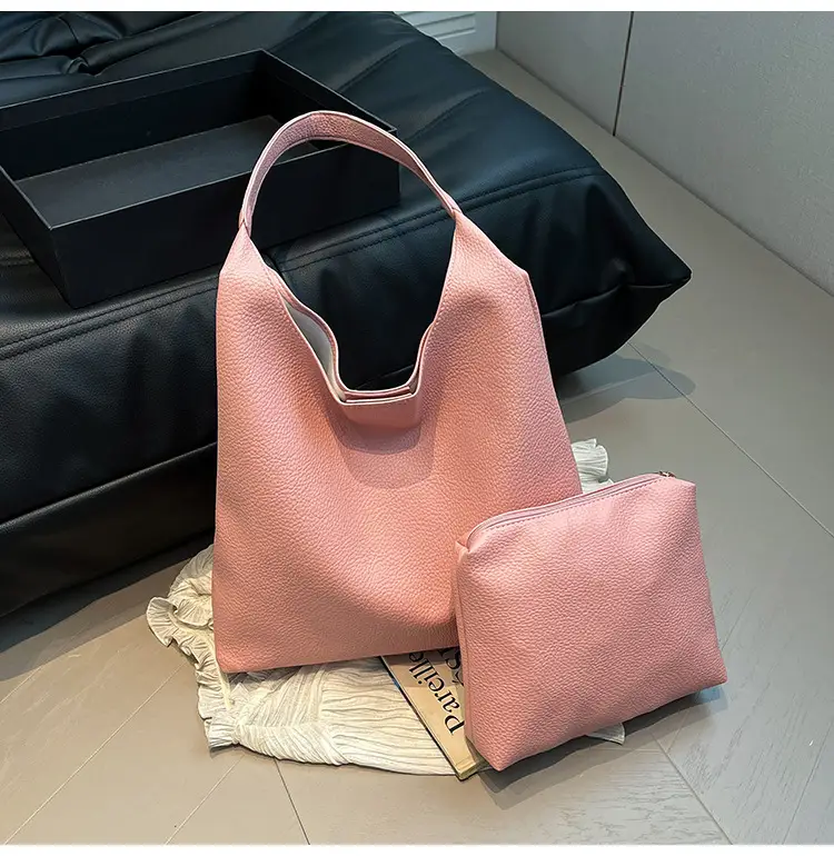 2025 Women's Beige Textured Shoulder Bag with Matching Tote — feature 14