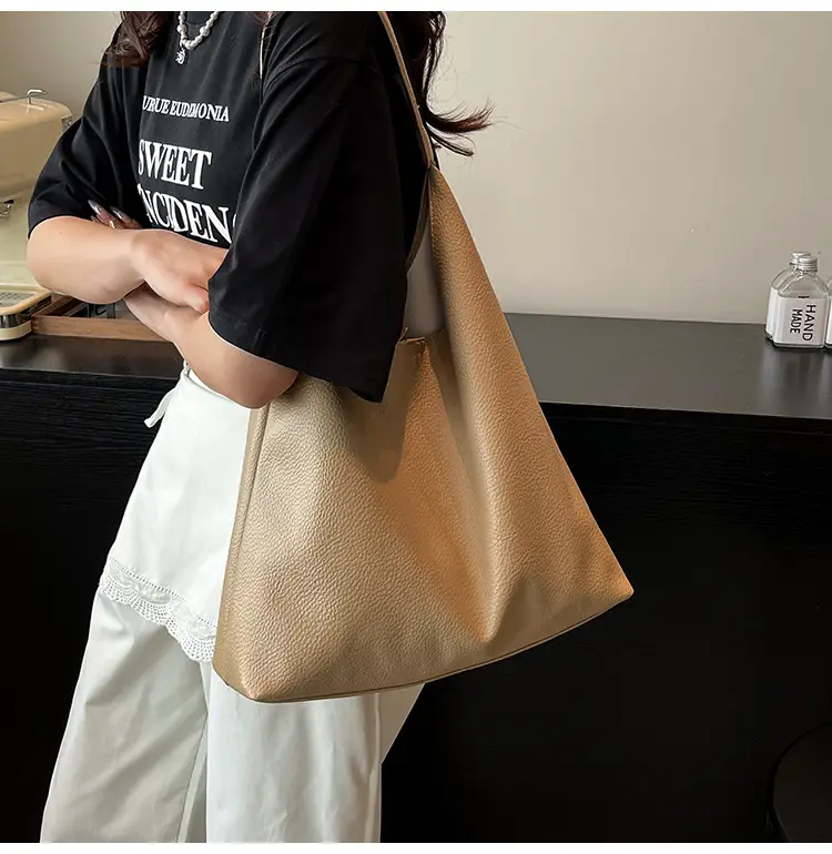 2025 Women's Beige Textured Shoulder Bag with Matching Tote — feature 28