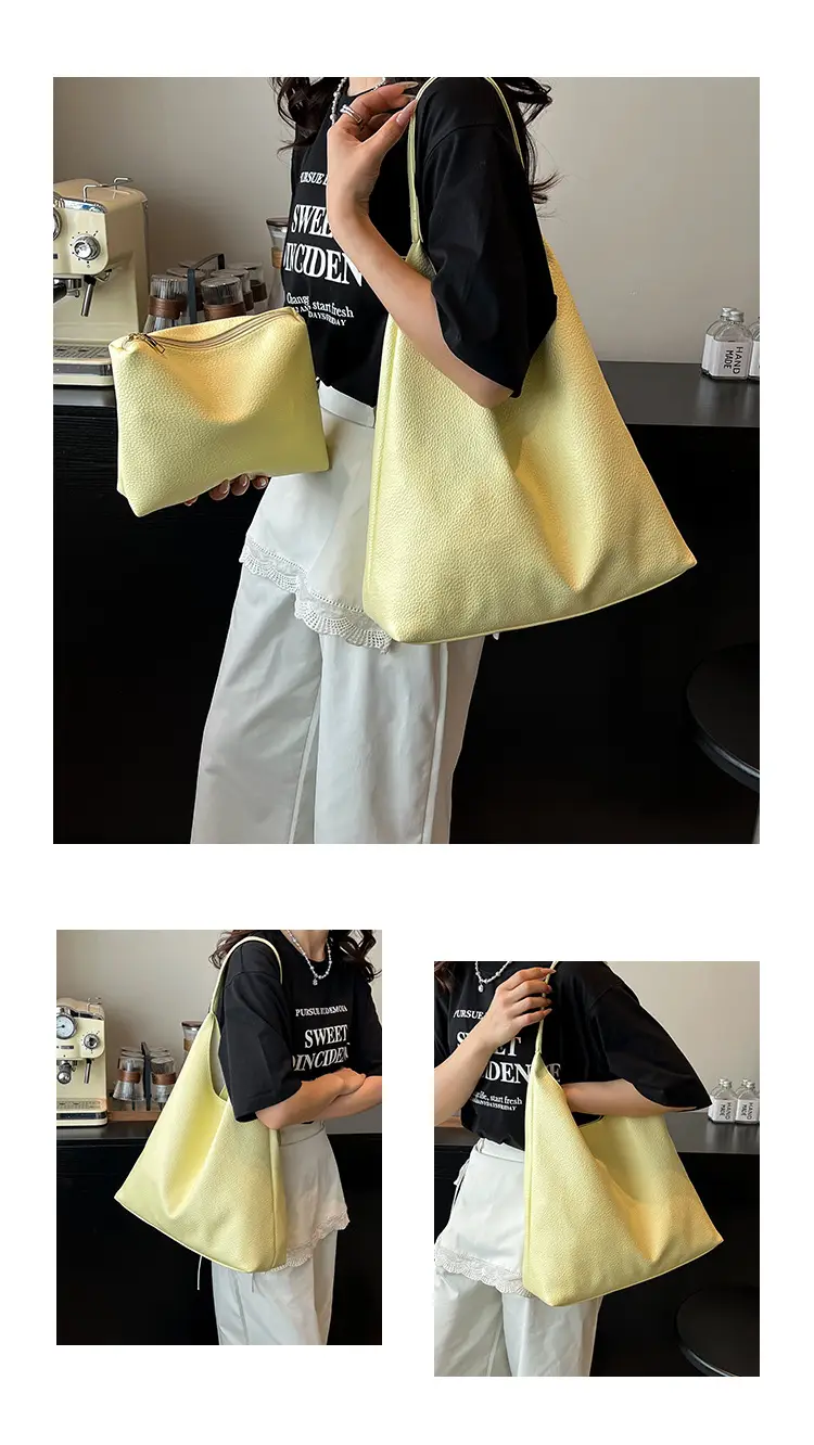 2025 Women's Beige Textured Shoulder Bag with Matching Tote — feature 4