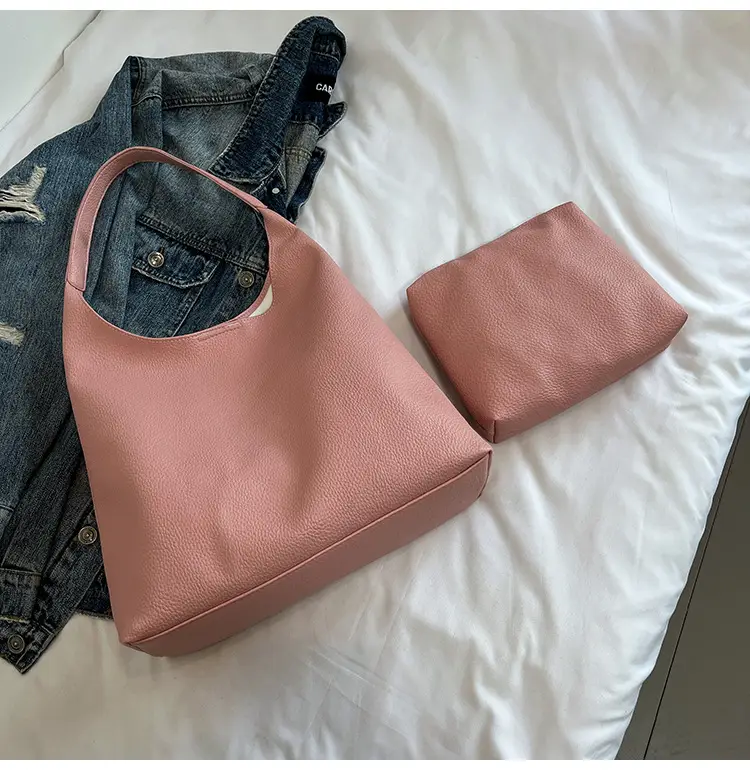 2025 Women's Beige Textured Shoulder Bag with Matching Tote — feature 49