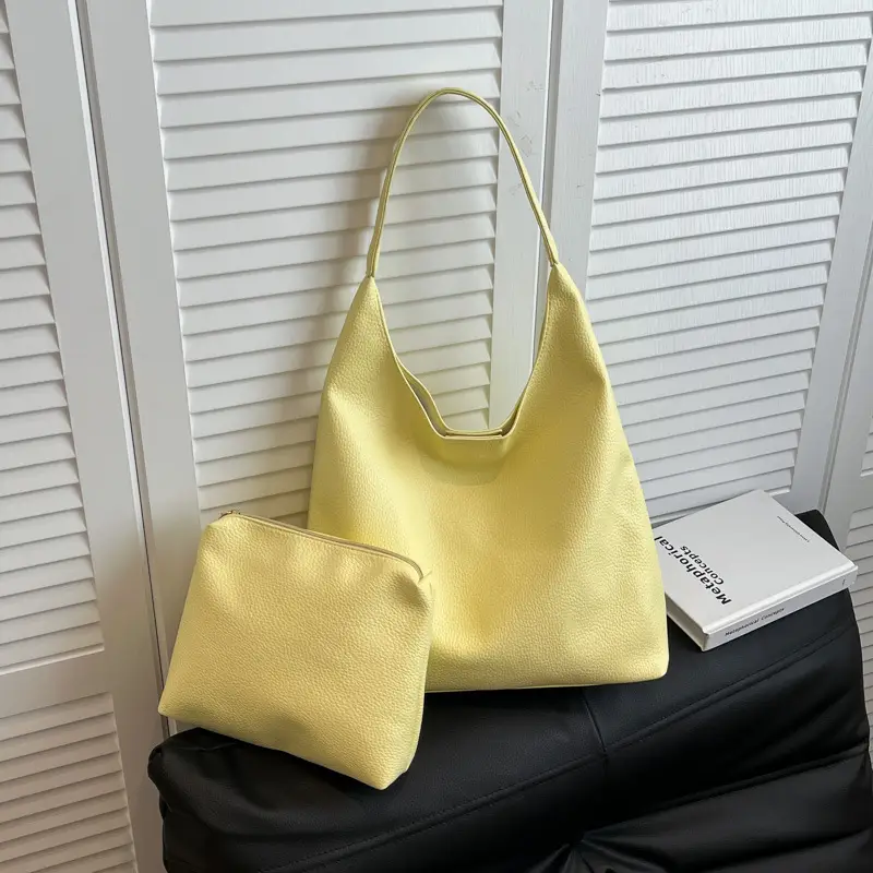 2025 Women's Beige Textured Shoulder Bag with Matching Tote - Image 4