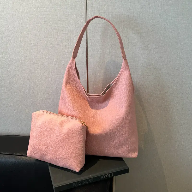 2025 Women's Beige Textured Shoulder Bag with Matching Tote - Image 5
