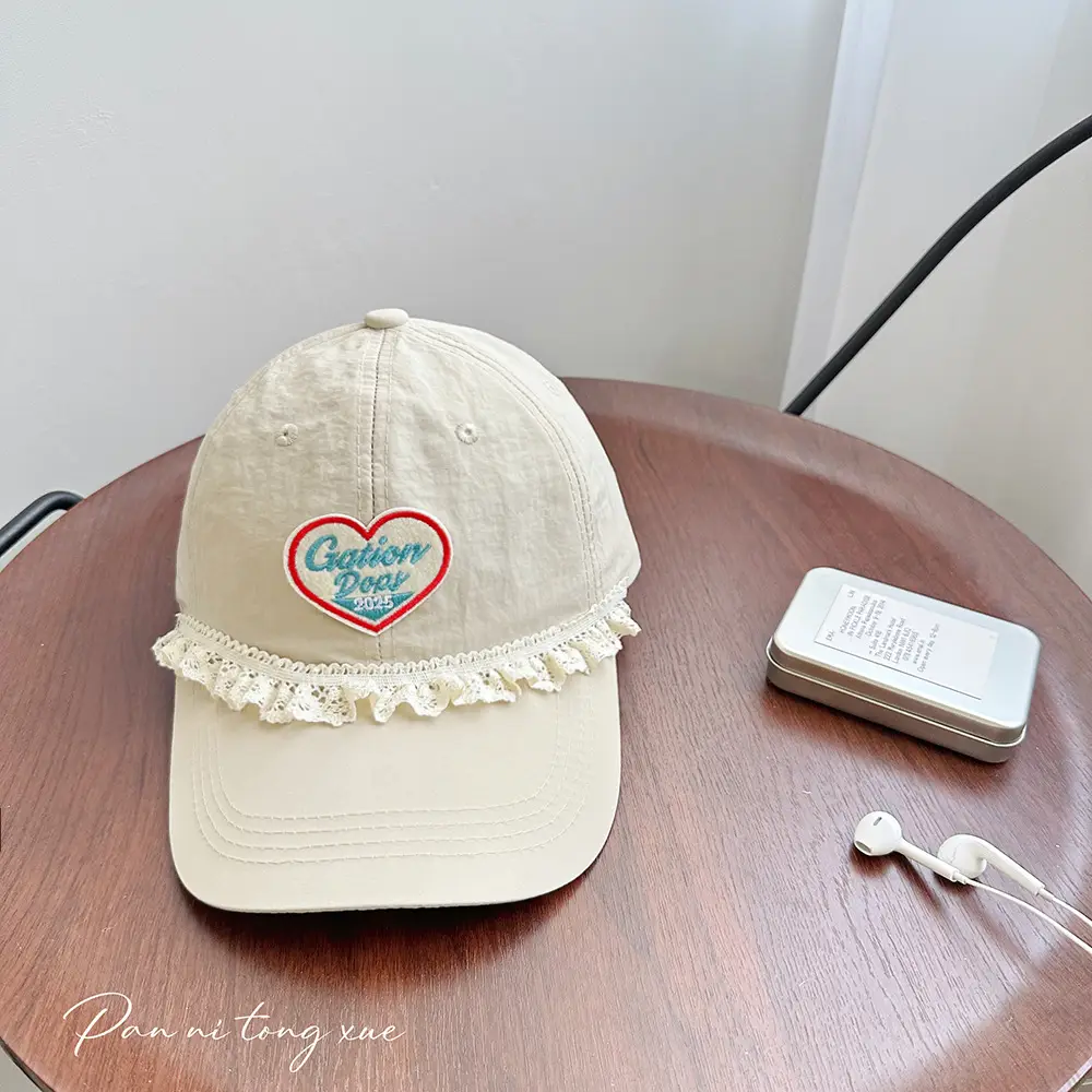 Pink Heart Embroidered Baseball Cap for Women - Image 3
