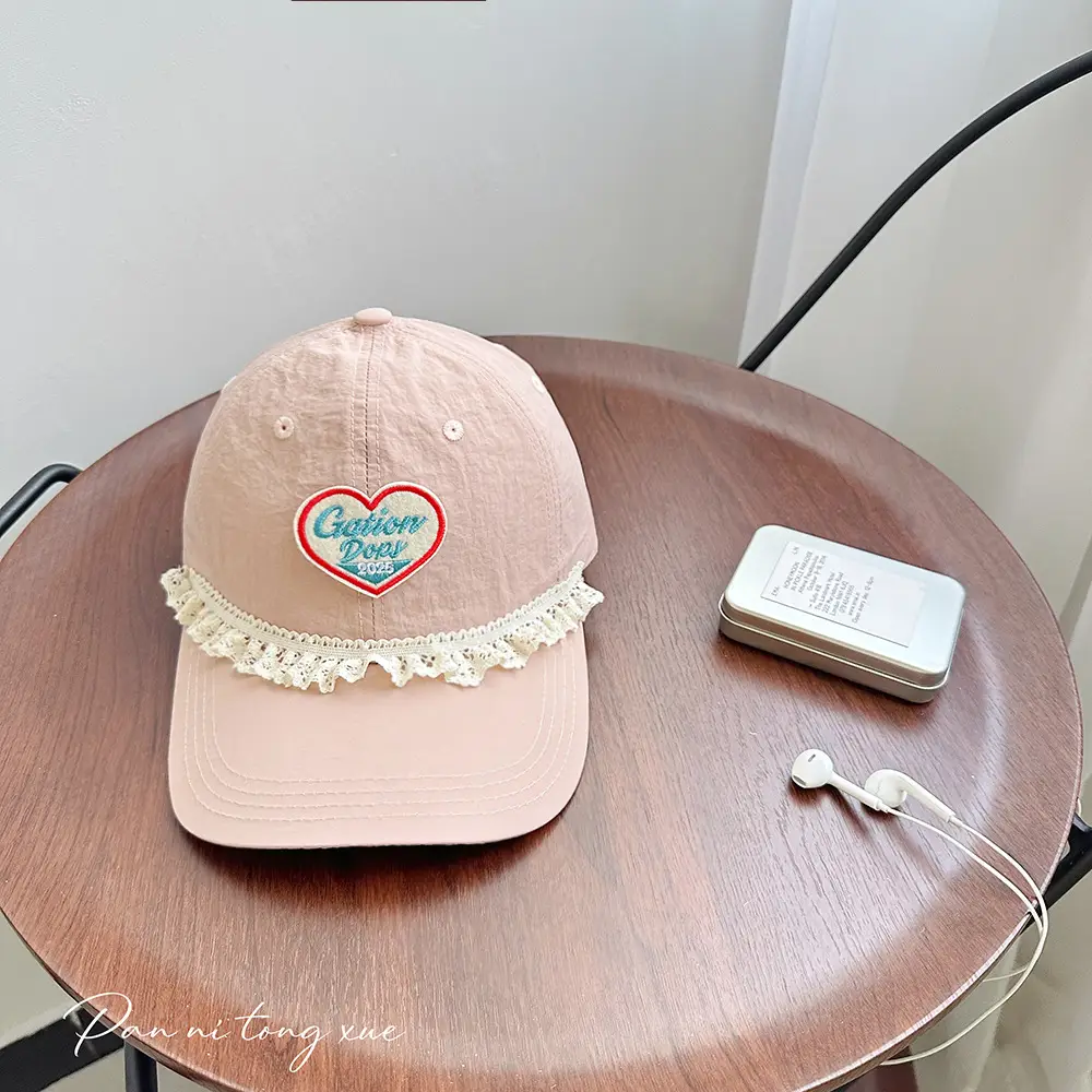 Pink Heart Embroidered Baseball Cap for Women - Image 4