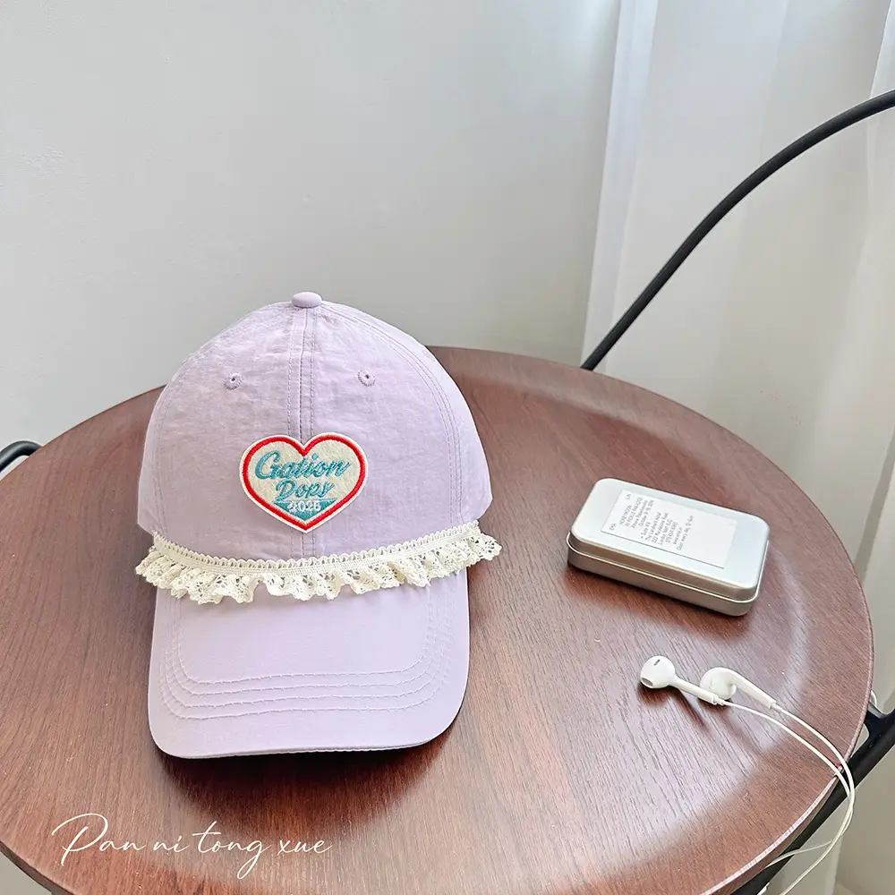 Pink Heart Embroidered Baseball Cap for Women - Image 6