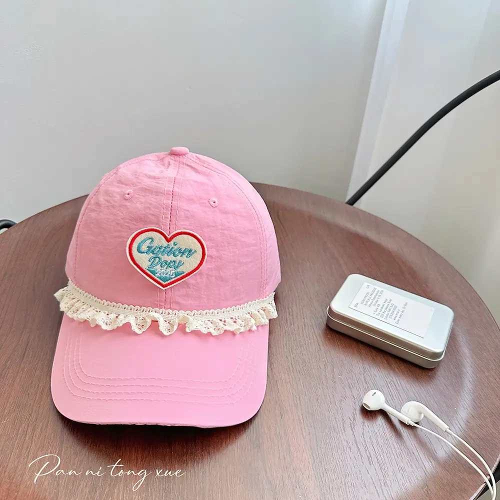 Pink Heart Embroidered Baseball Cap for Women - Image 7