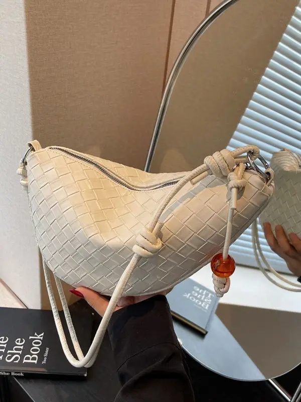 Women's Silver Saddle Crossbody Bag with Lace Trim - Image 6