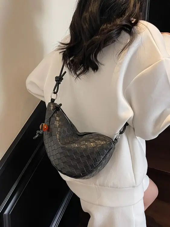 Women's Silver Saddle Crossbody Bag with Lace Trim - Image 8