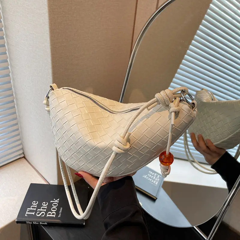 Women's Silver Saddle Crossbody Bag with Lace Trim - Image 2
