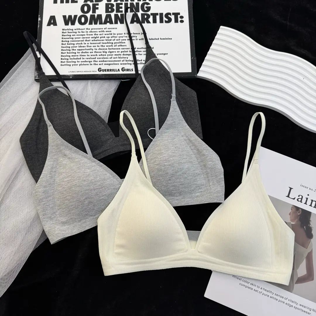 Fengzhixin Original French Deep V Triangle Cup Intimates Without Rims Beautiful Back Seamless Push-Up Summer Thin Bra — feature 1
