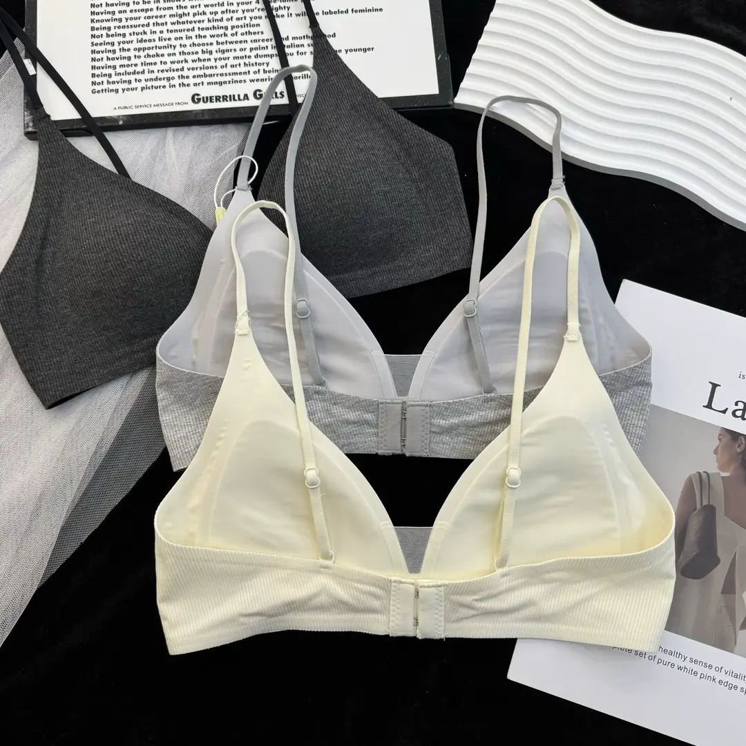 Fengzhixin Original French Deep V Triangle Cup Intimates Without Rims Beautiful Back Seamless Push-Up Summer Thin Bra — feature 7