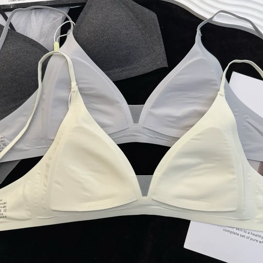Fengzhixin Original French Deep V Triangle Cup Intimates Without Rims Beautiful Back Seamless Push-Up Summer Thin Bra — feature 8