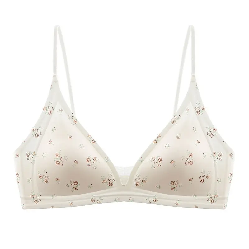 Fengzhixin Original French Deep V Triangle Cup Intimates Without Rims Beautiful Back Seamless Push-Up Summer Thin Bra