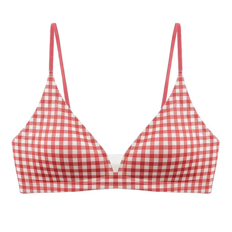 Fengzhixin Original French Deep V Triangle Cup Intimates Without Rims Beautiful Back Seamless Push-Up Summer Thin Bra