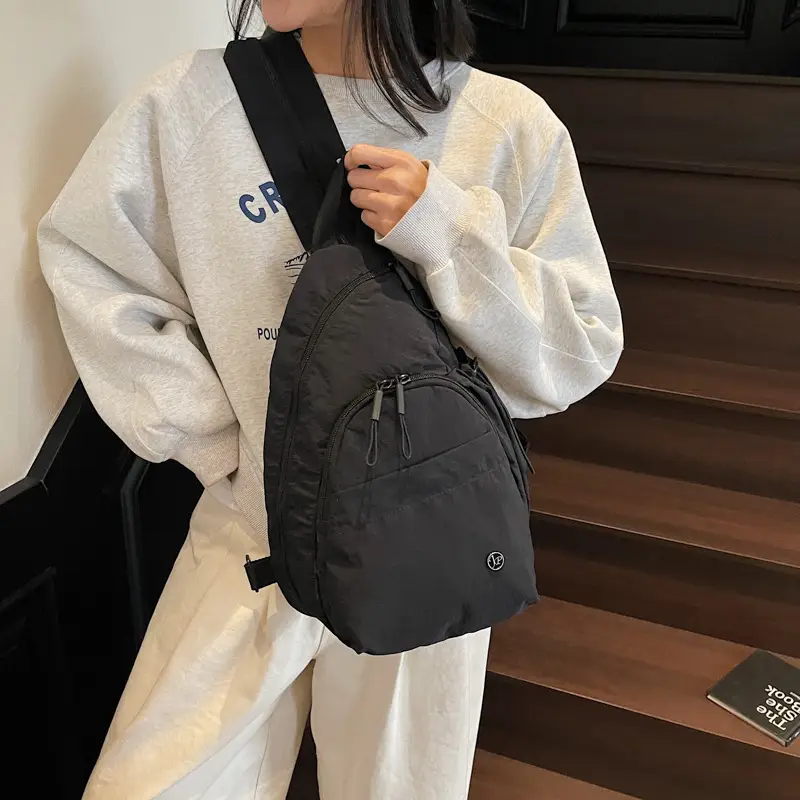 Women's Cream Cotton Chest Backpack with Drawstring Closure - Image 7