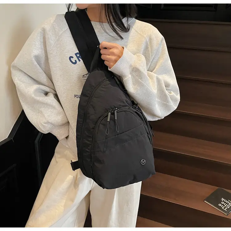 Women's Cream Cotton Chest Backpack with Drawstring Closure — feature 15