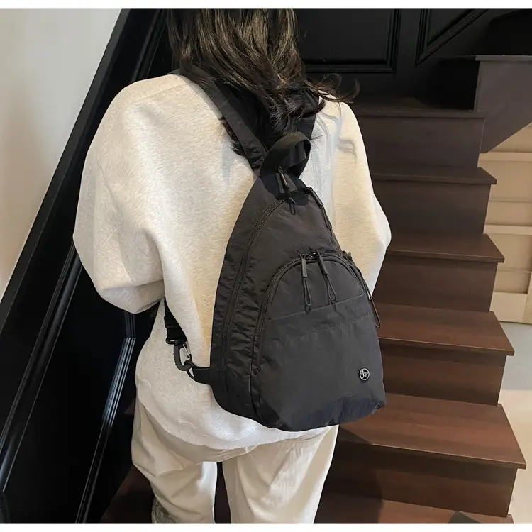 Women's Cream Cotton Chest Backpack with Drawstring Closure — feature 16