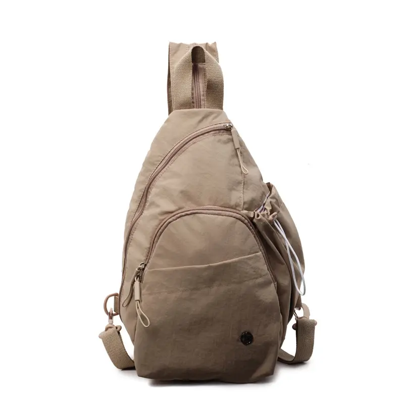 Women's Cream Cotton Chest Backpack with Drawstring Closure - Image 2