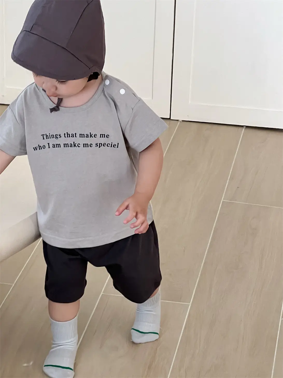 Kids Summer T-Shirt Shorts Set Gray Black 2025 - Image 4
