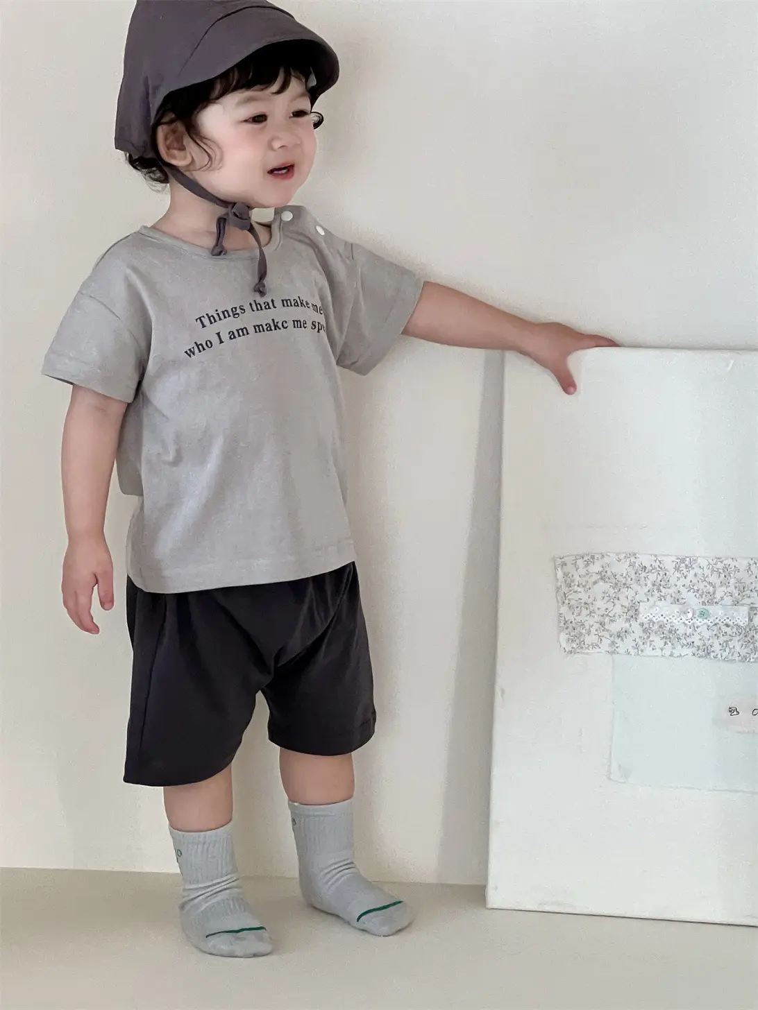 Kids Summer T-Shirt Shorts Set Gray Black 2025 - Image 5