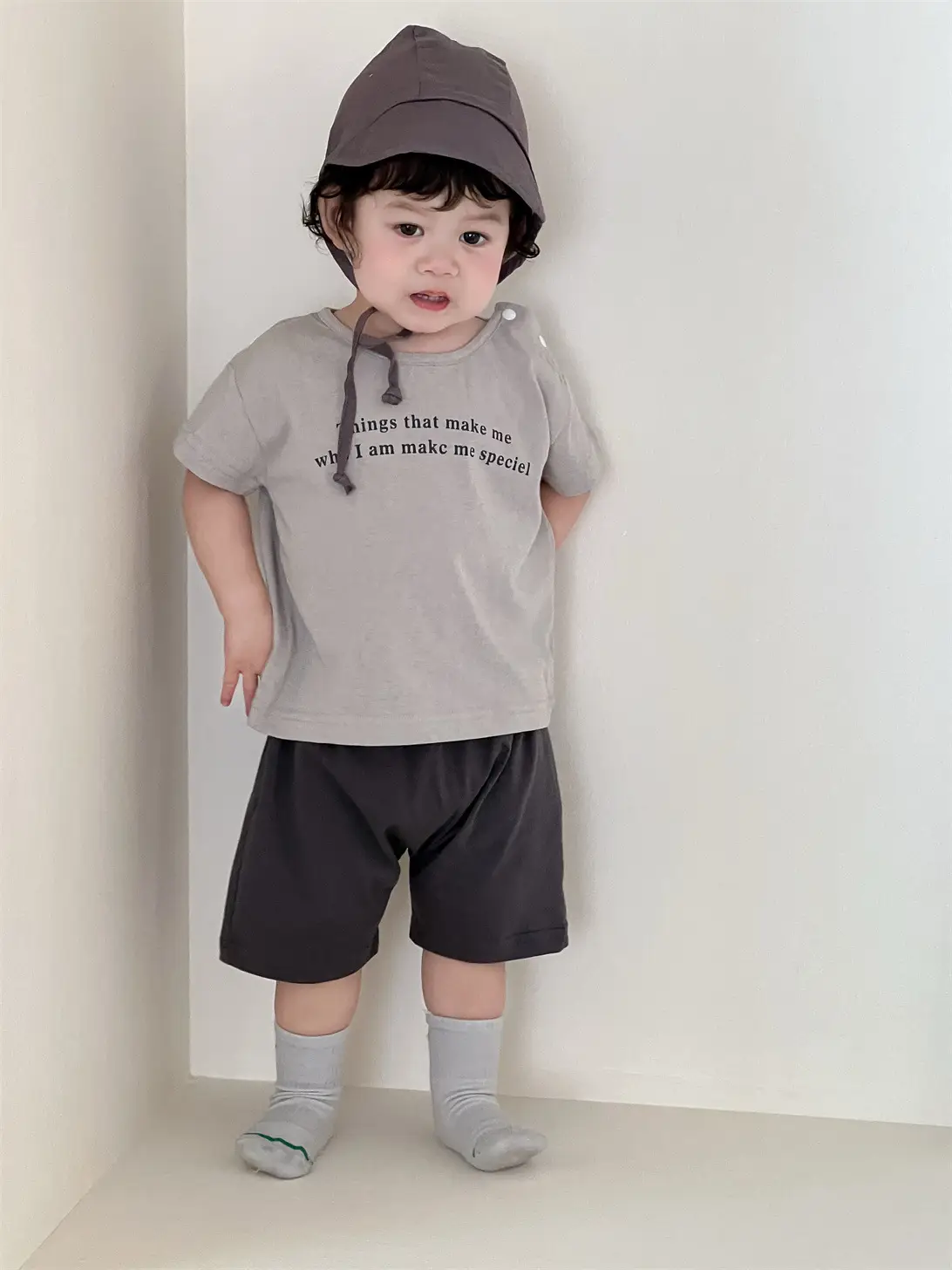 Kids Summer T-Shirt Shorts Set Gray Black 2025 - Image 6