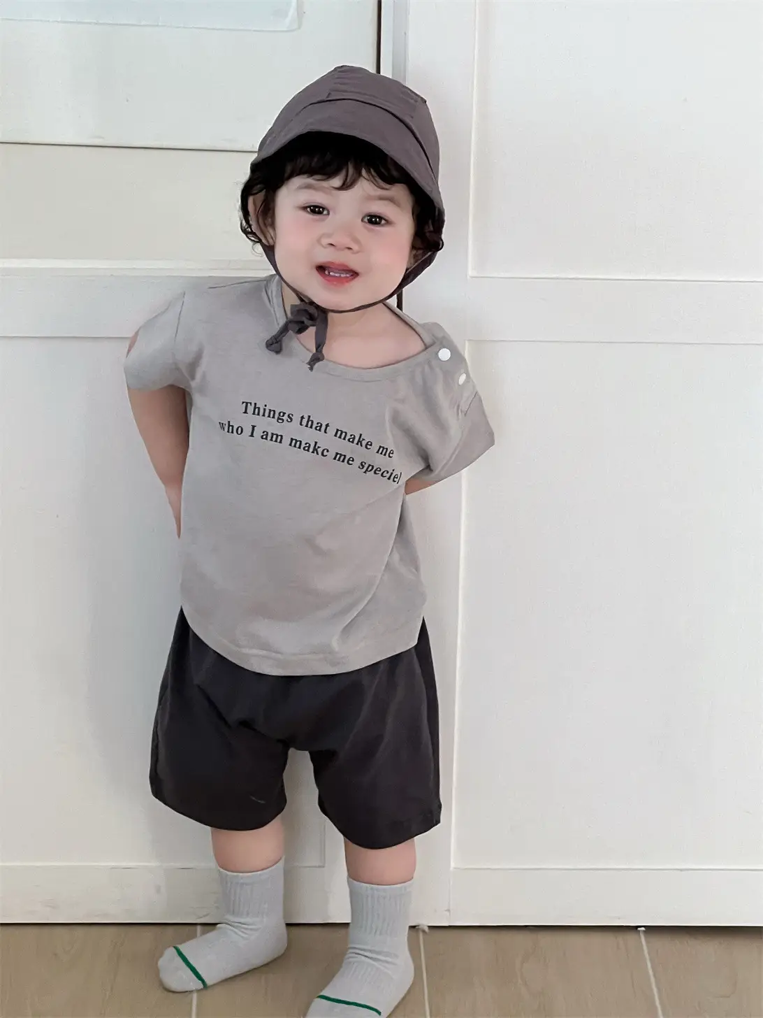 Kids Summer T-Shirt Shorts Set Gray Black 2025 - Image 7