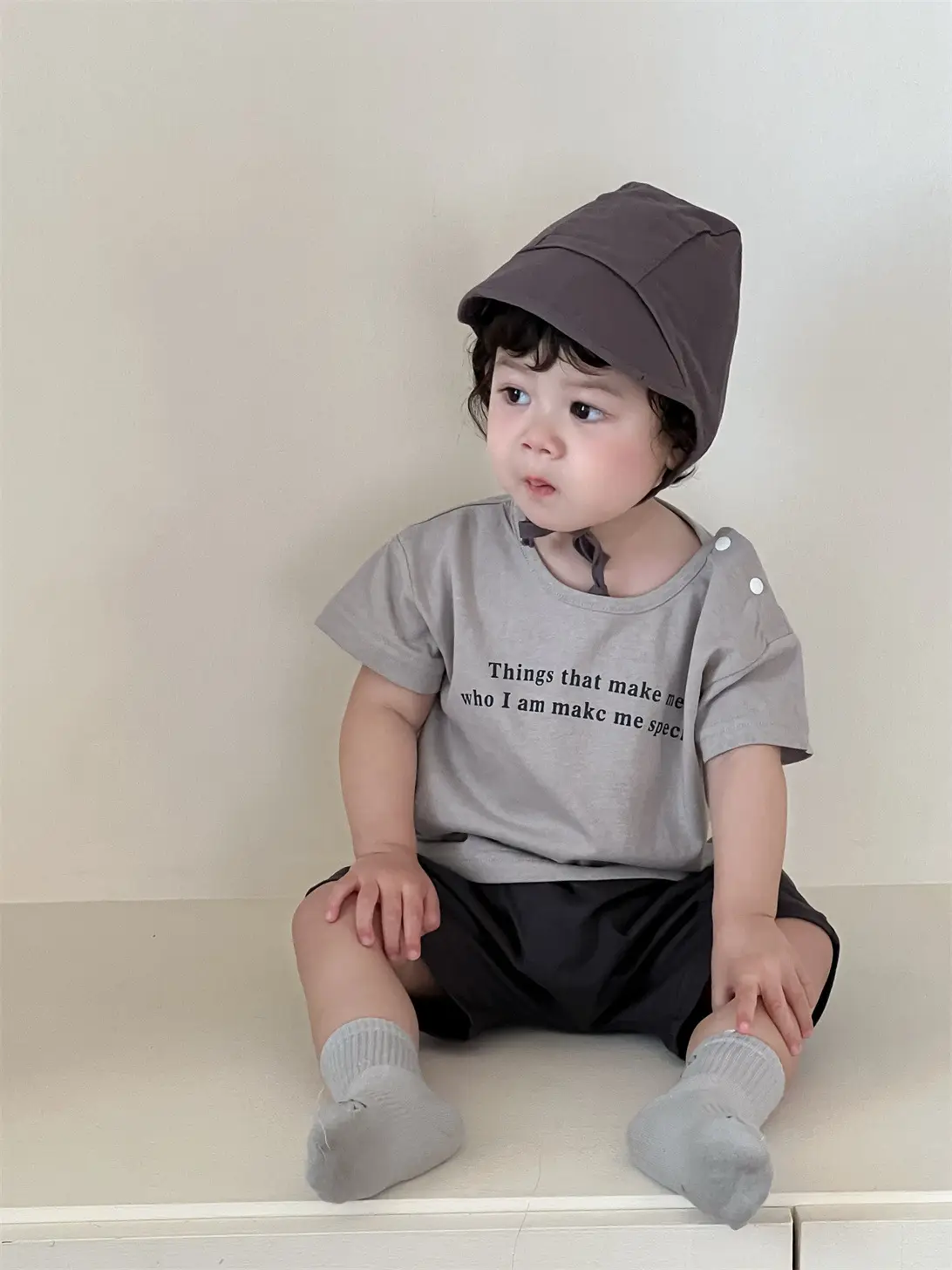 Kids Summer T-Shirt Shorts Set Gray Black 2025 — feature 11