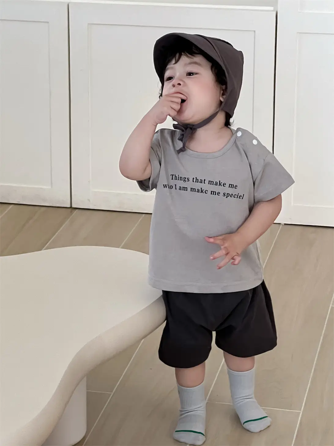 Kids Summer T-Shirt Shorts Set Gray Black 2025 — feature 9
