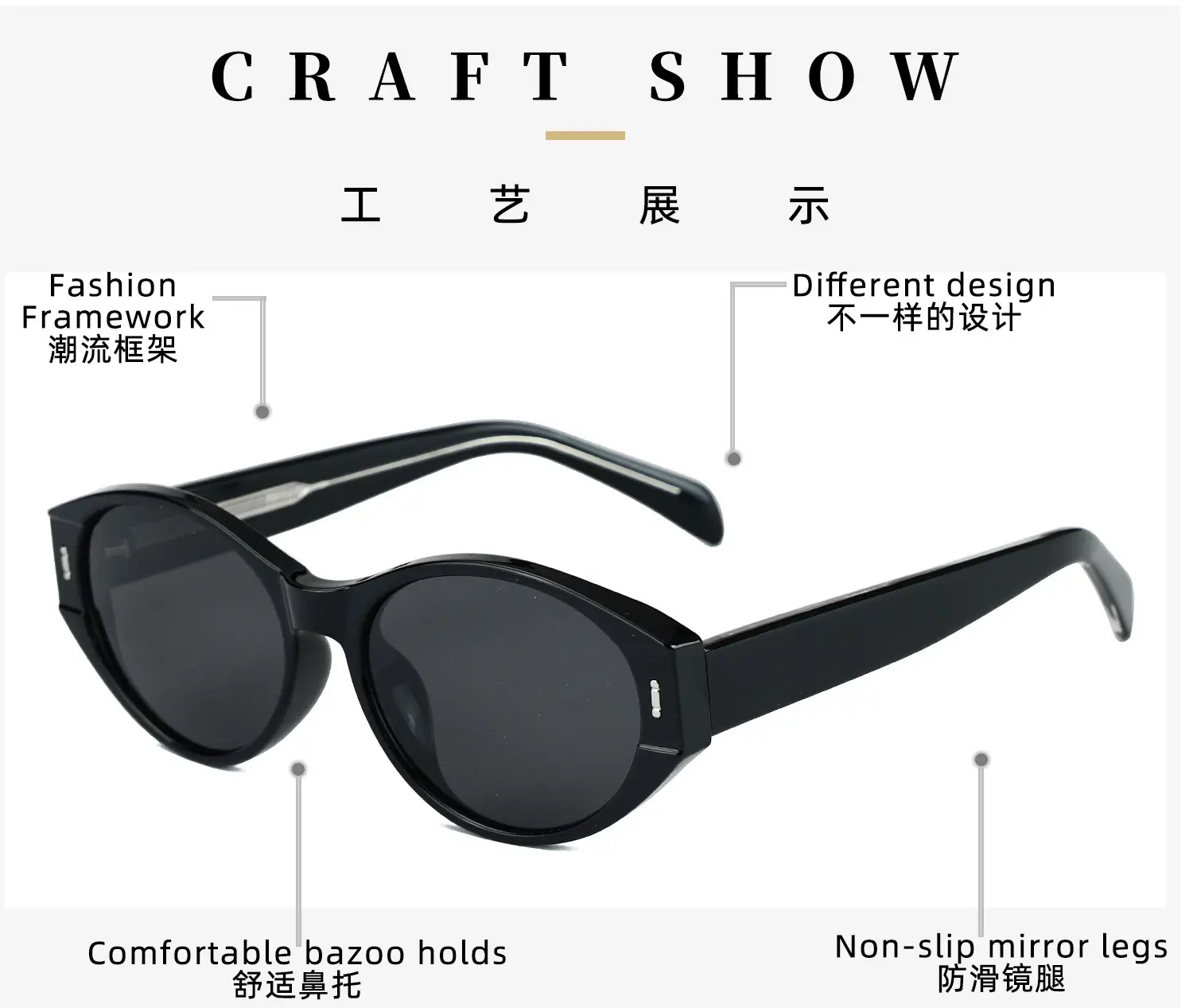 TR90 Polarized Sunglasses Small Frame Retro Cat Eye Anti UV β feature 4