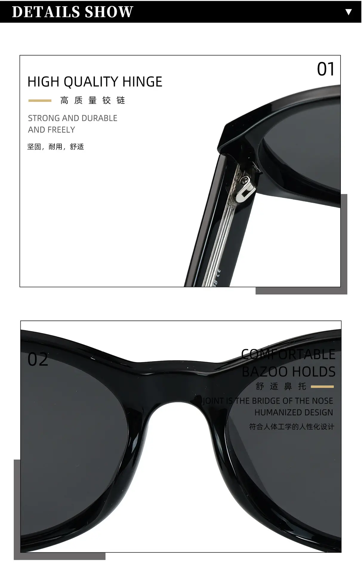 TR90 Polarized Sunglasses Small Frame Retro Cat Eye Anti UV β feature 5