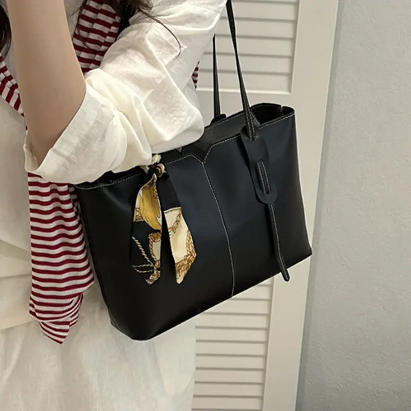 Black Luxury Shoulder Bag with Gold Embroidery - Image 5