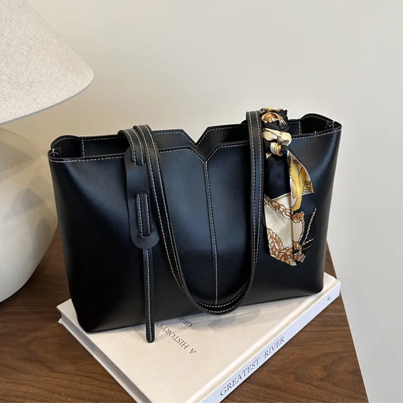 Black Luxury Shoulder Bag with Gold Embroidery - Image 2