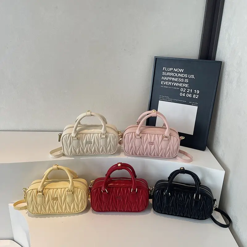 Women's Pink Quilted Shoulder Crossbody Bag 2025 - Image 9
