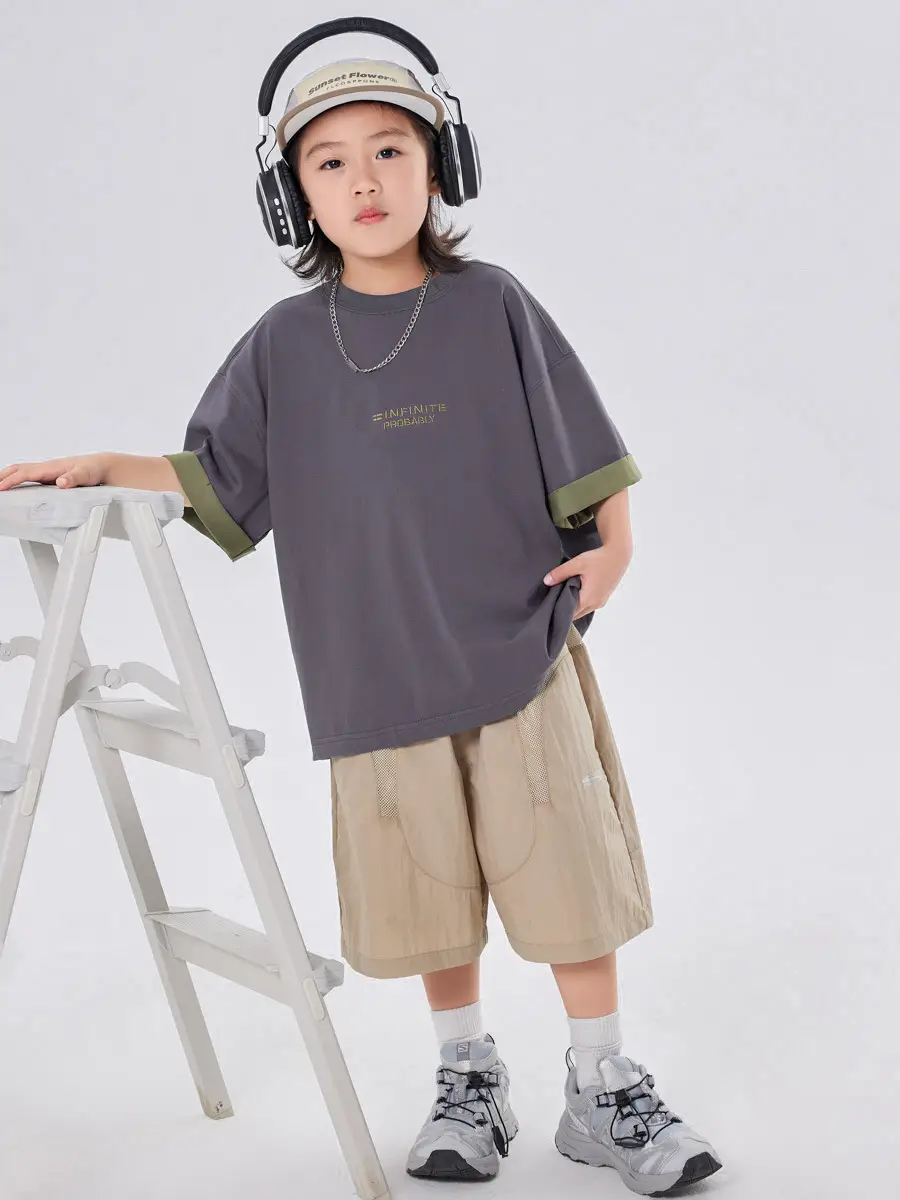 Boys T-Shirt Summer 2025 Two Tone Loose Casual Top - Image 4