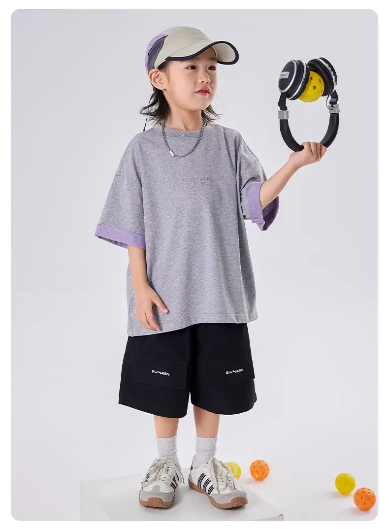 Boys T-Shirt Summer 2025 Two Tone Loose Casual Top â feature 10