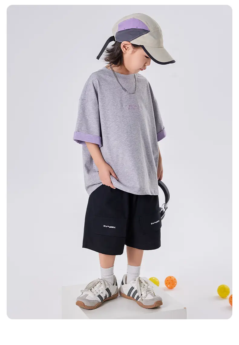 Boys T-Shirt Summer 2025 Two Tone Loose Casual Top â feature 11