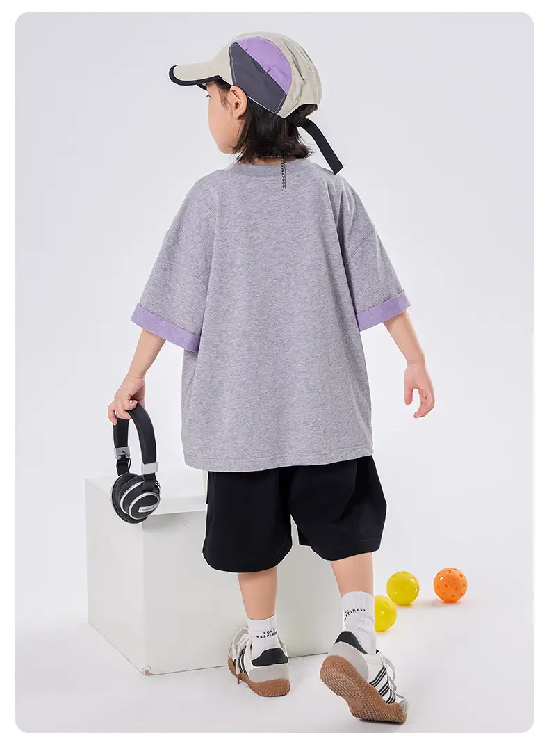 Boys T-Shirt Summer 2025 Two Tone Loose Casual Top â feature 12