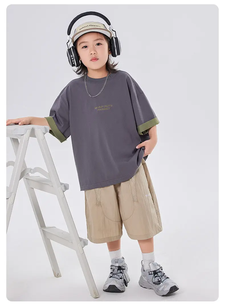 Boys T-Shirt Summer 2025 Two Tone Loose Casual Top â feature 5