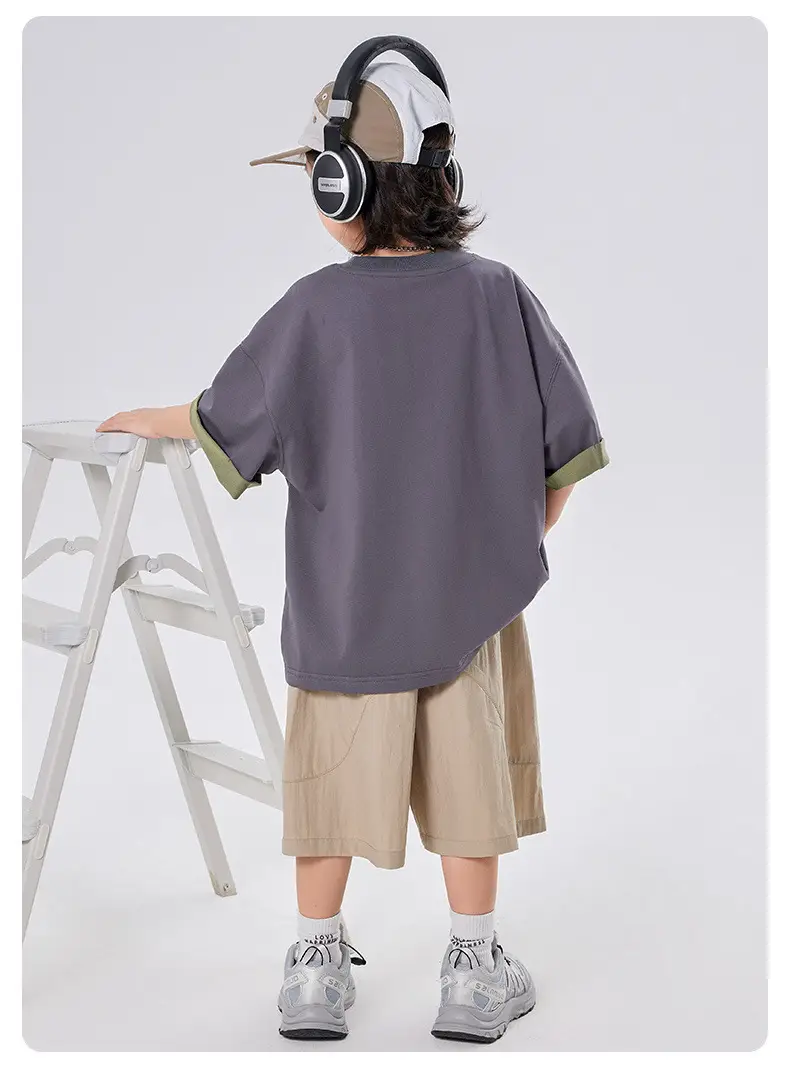 Boys T-Shirt Summer 2025 Two Tone Loose Casual Top â feature 6