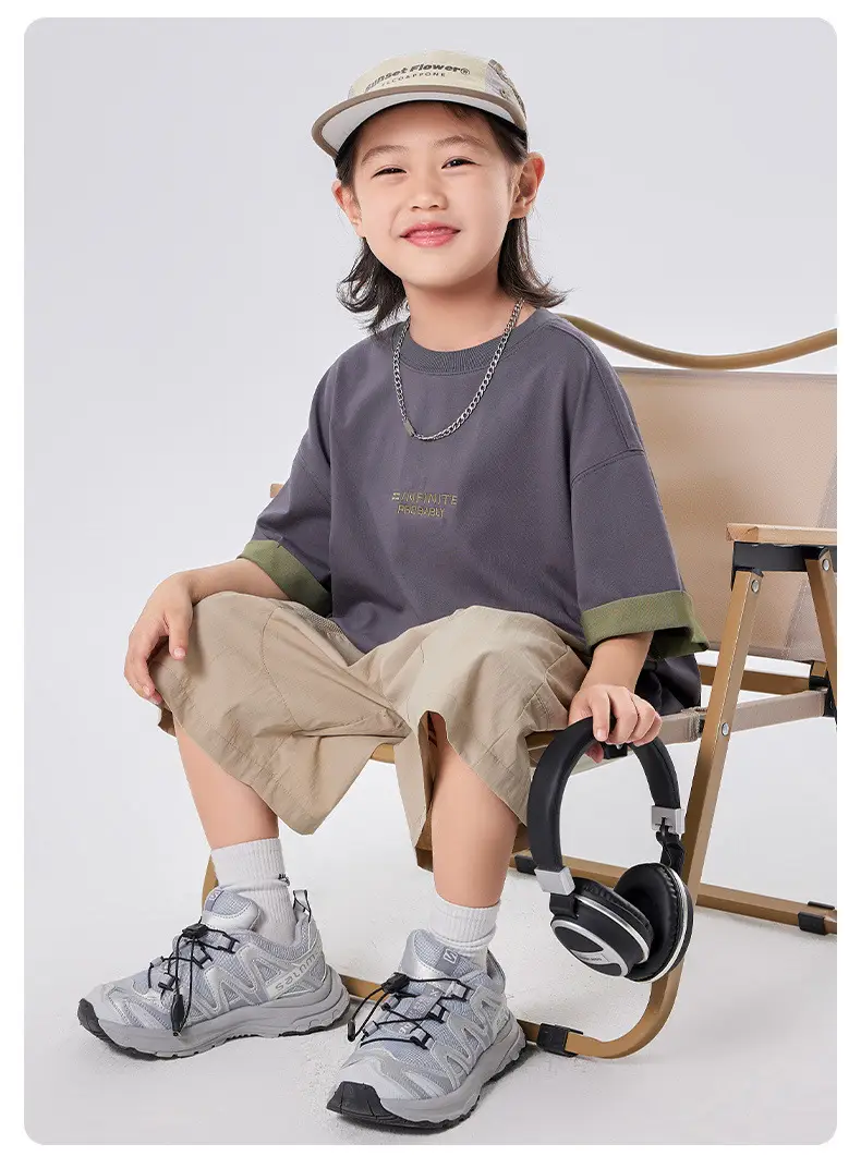 Boys T-Shirt Summer 2025 Two Tone Loose Casual Top â feature 8