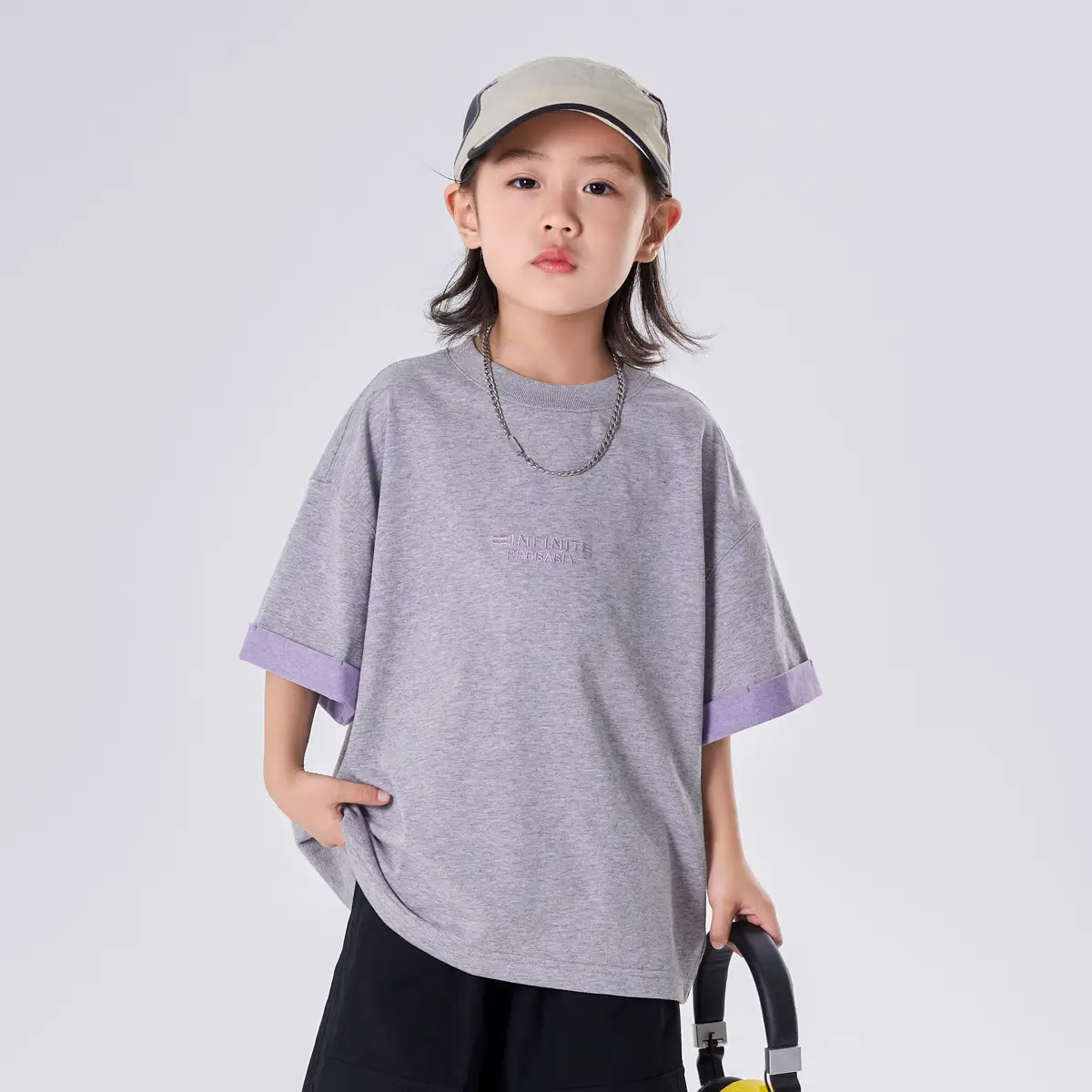 Boys T-Shirt Summer 2025 Two Tone Loose Casual Top - Image 2