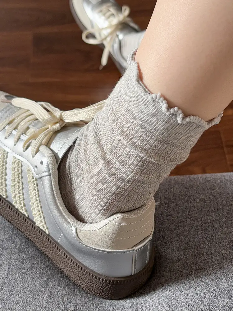 Socks Summer Women's Lace Pure Color Cut Out Breathable Thin Combed Cotton Women's Ins Casual Versatile Mesh Pile Socks — feature 8