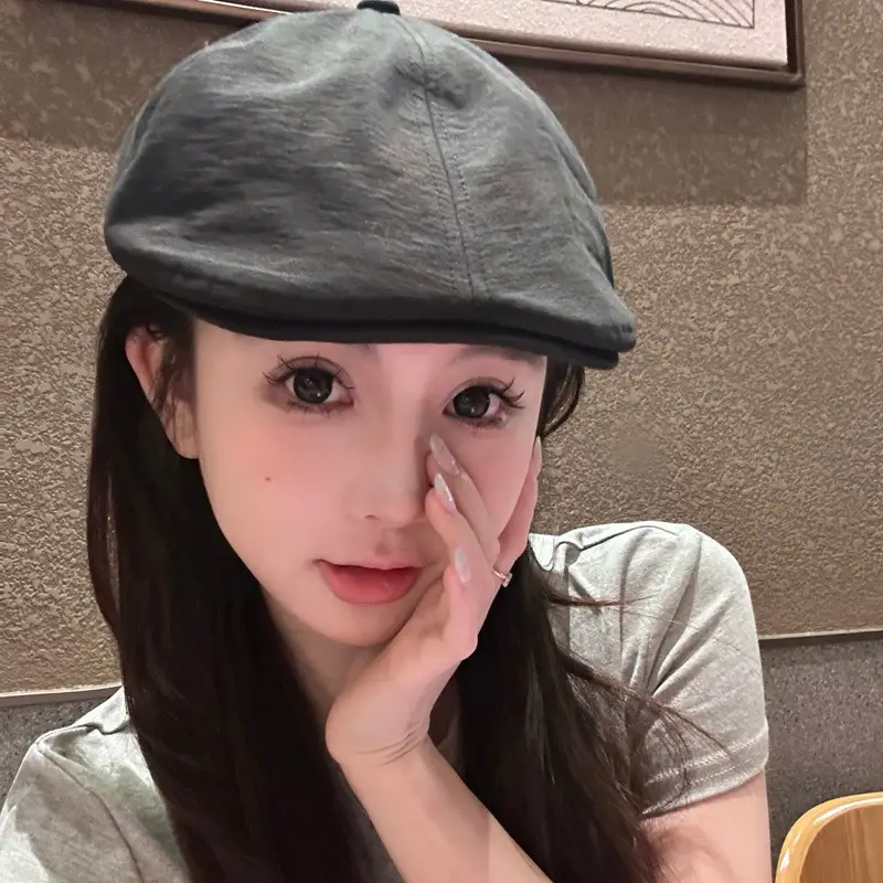 Summer Beret Caps Grey Big Head Showface Small - Image 7