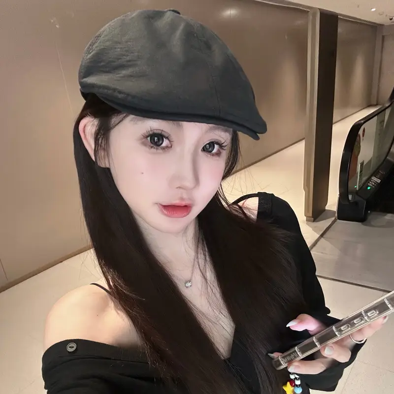 Summer Beret Caps Grey Big Head Showface Small — feature 7
