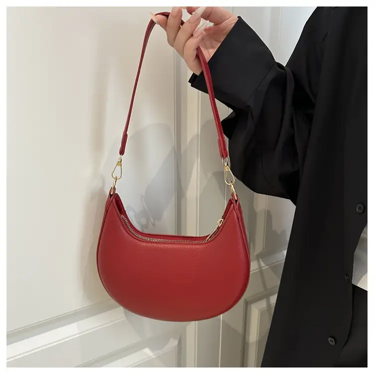 Crescent Shoulder Bag Brown Leather New Fashion — feature 14
