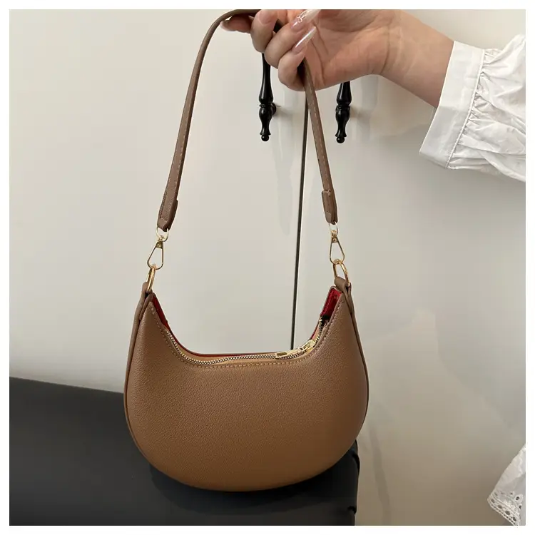 Crescent Shoulder Bag Brown Leather New Fashion — feature 18