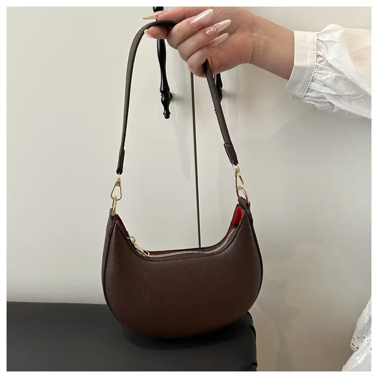Crescent Shoulder Bag Brown Leather New Fashion — feature 20