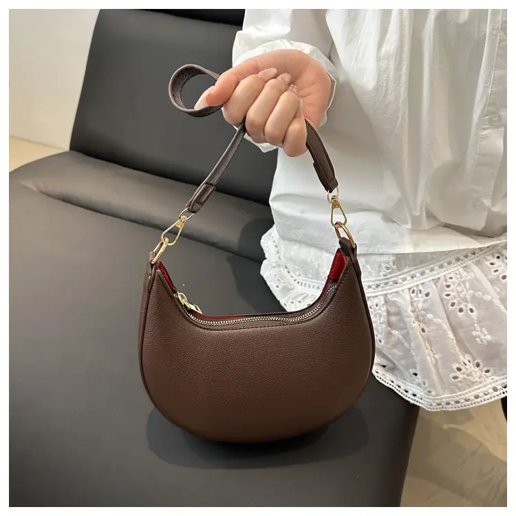 Crescent Shoulder Bag Brown Leather New Fashion — feature 21