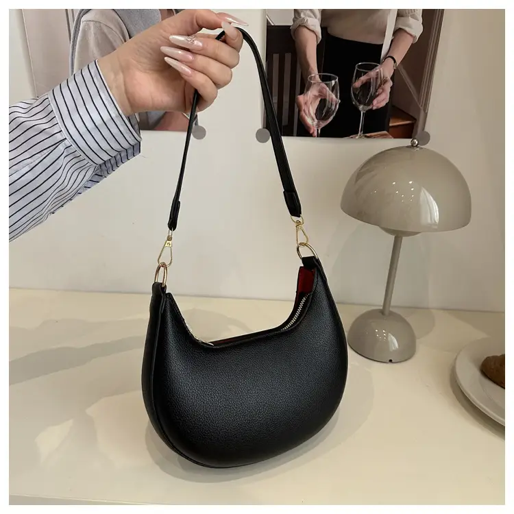 Crescent Shoulder Bag Brown Leather New Fashion — feature 22