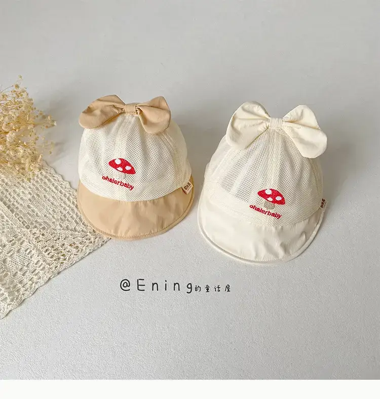 Baby Hat Pink Bow Sun Protection Hat — feature 10
